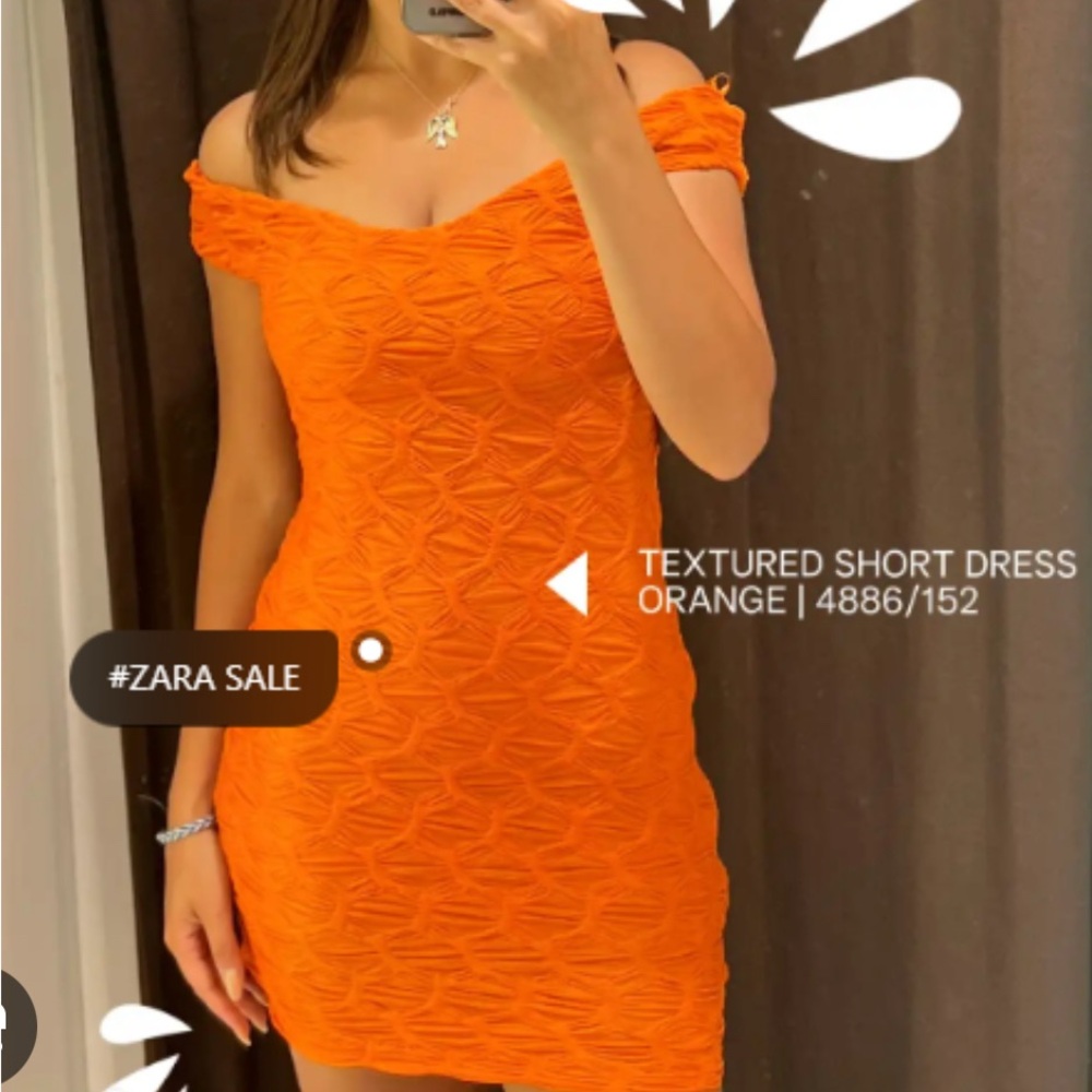 Zara Women's Bright Orange Mini Dress
